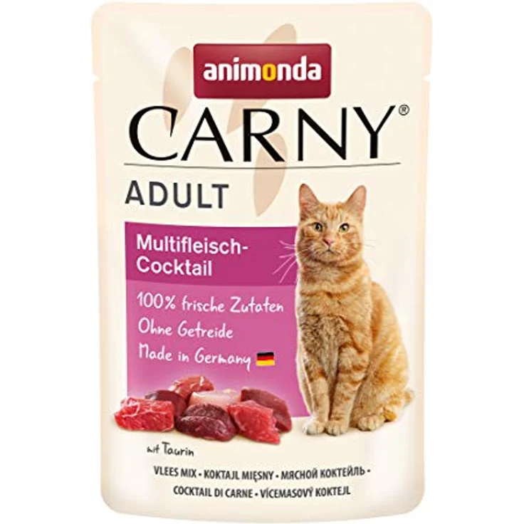 animonda Carny Adult Multifleisch-Cocktail, Katzennassfutter für ausgewachsene Katzen, 100 % frische fleischliche Zutaten, ohne Getreide und Zucker, 12 x 85 g – Bild 1