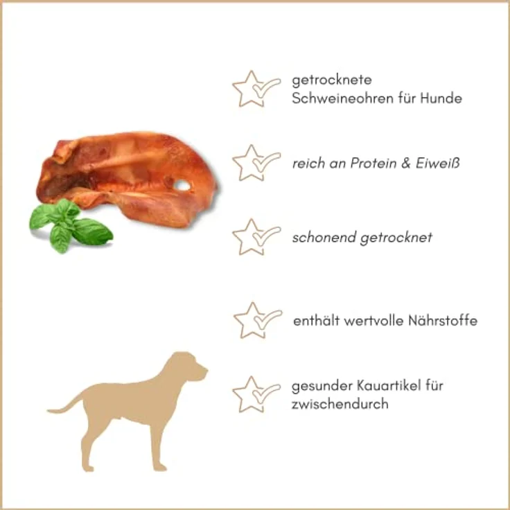 Supravit getrocknete Schweineohren für Hunde, 500g (ca. 15-16 Stück), aus deutscher Herstellung, naturgetrocknet, hochwertiger Kausnack für mittlere und große Hunde – Bild 4