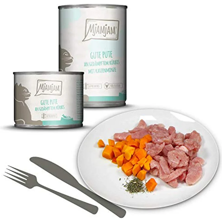 MjAMjAM Premium Nassfutter für Katzen, Monopaket I mit Huhn und Pute, 6er Pack (6 x 800 g), getreidefrei, 68% Fleischanteil – Bild 2