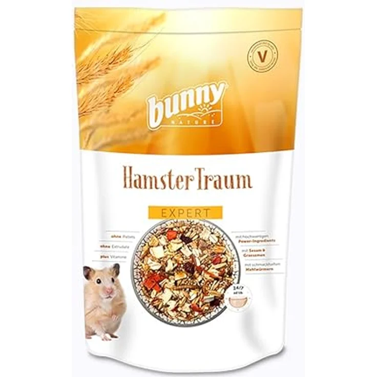 Bunny HamsterTraum Expert, Alleinfuttermittel für Hamster ohne Pellets, Doppelpack 2 x 500 g mit Mehlwürmern und Vitaminen – Bild 2