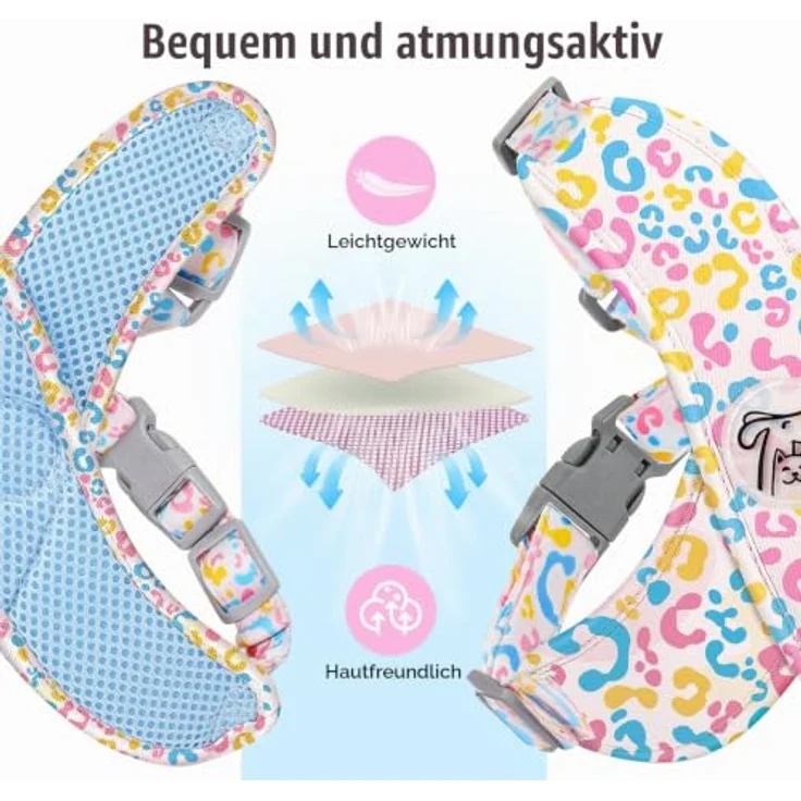 Pawaboo Kleines Hundegeschirr und Leine Set, verstellbar, No Pull, X-Rahmen, mit D-Ring, atmungsaktiv, für kleine und mittelgroße Hunde – Bild 5