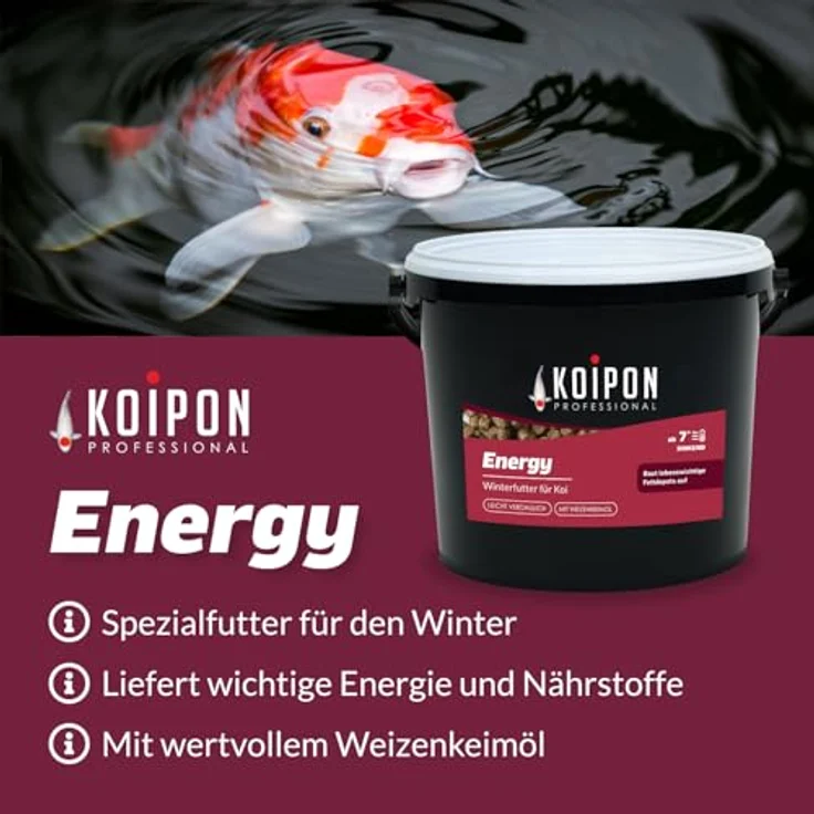 KOIPON Energy Winterfutter 1,5 kg, sinkend, für Koi & Goldfische, hochdosiert mit Vitaminen, made in Germany – Bild 3