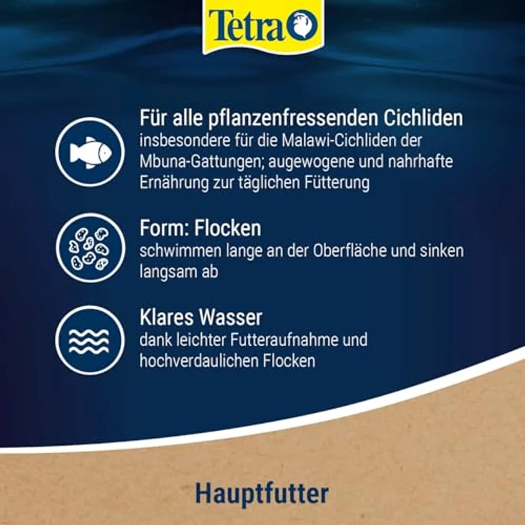 Tetra Malawi Flakes, Fischfutter in Flockenform für pflanzenfressende Cichliden, 1 L Dose mit Algenmischung aus Spirulina und Chlorella – Bild 4