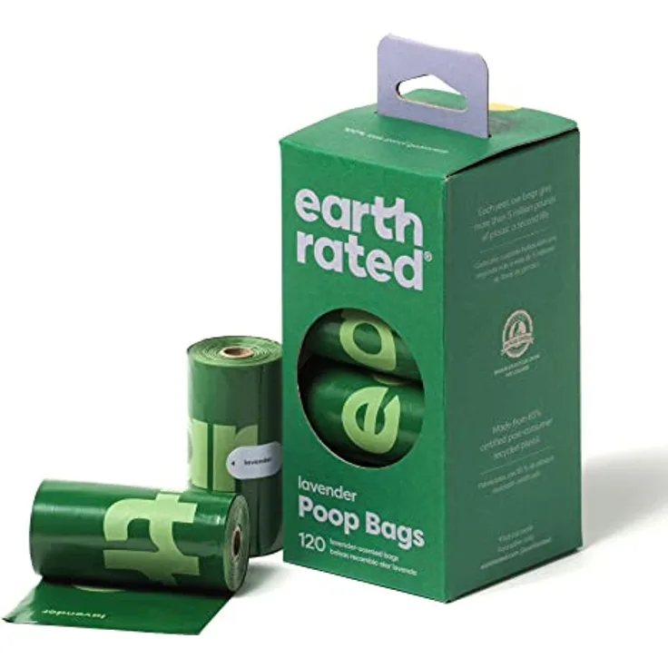 Earth Rated Hundekotbeutel, extra dicke Nachfüllrollen, garantiert auslaufsicher, mit Lavendelduft, 120 Stück