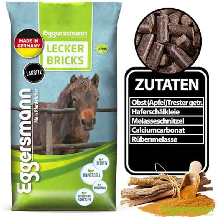 Eggersmann Mein Pferdefutter Lecker Bricks, 25 kg Pferde-Leckerlis mit natürlichem Lakritz-Geschmack, ideal zur Belohnung für Pferde & Ponys – Bild 5
