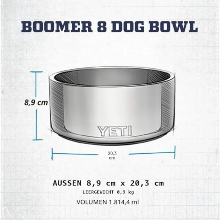 YETI Boomer 8, Edelstahl Hundenapf mit rutschfestem Non-Slip Ring, 1,8 l, Meeresschaum – Bild 5