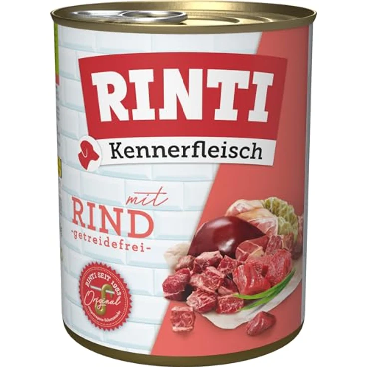 Rinti Kennerfleisch 800 g, Hunde-Nassfutter mit hohem Fleischanteil, getreidefrei und ballaststoffreich – Bild 1
