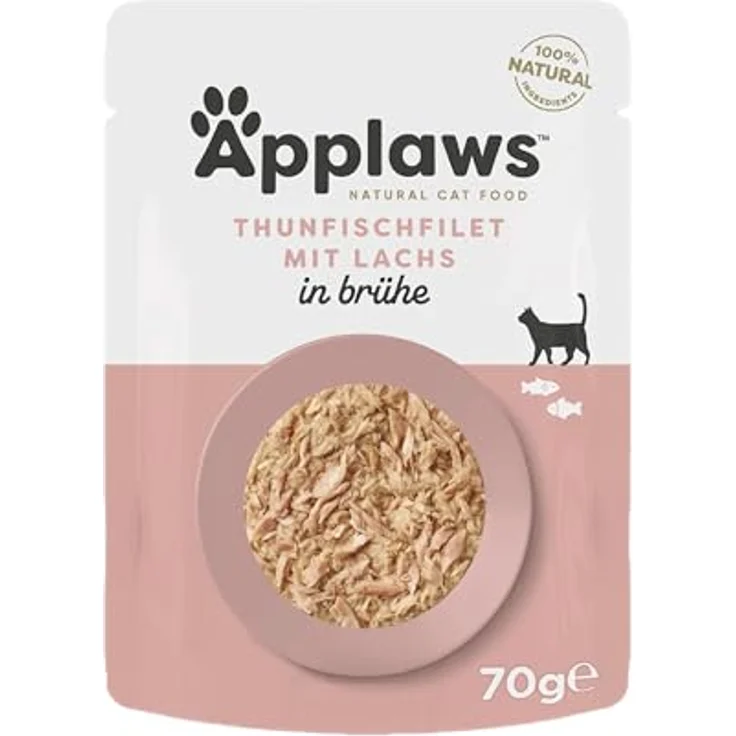 Applaws Natürliches Nassfutter für Katzen im Beutel, Thunfisch mit Lachs in Brühe, 12 x 70g, 100% natürlich, Premium-Protein, Omega-3 & 6 Boost – Bild 2