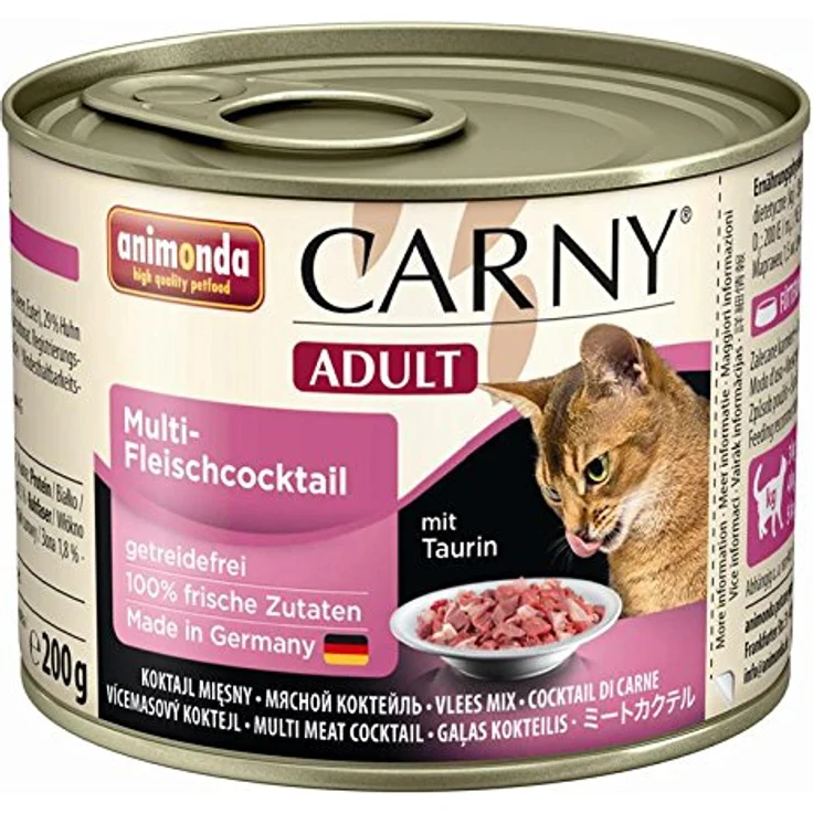 animonda Carny Adult Multi-Fleischcocktail, Katzen-Nassfutter mit frischem Huhn, Rind und Wildfleisch, 6x200g – Bild 2