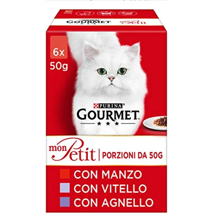Purina Gourmet Mon Petit Feuchtigkeit Katzenfutter mit Rind, Kalbsleder und Lamm, 48 Beutel à 50 g – Bild 1