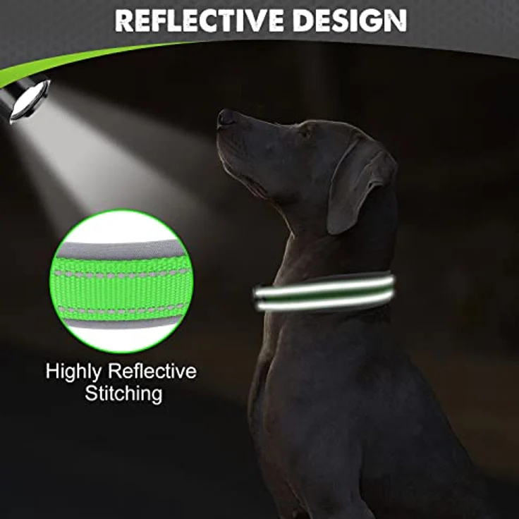 Joytale Hundehalsband, Gepolstertes Neoprenhalsband für Extra Große Hunde, Nylon Reflektierend, Grün – Bild 4