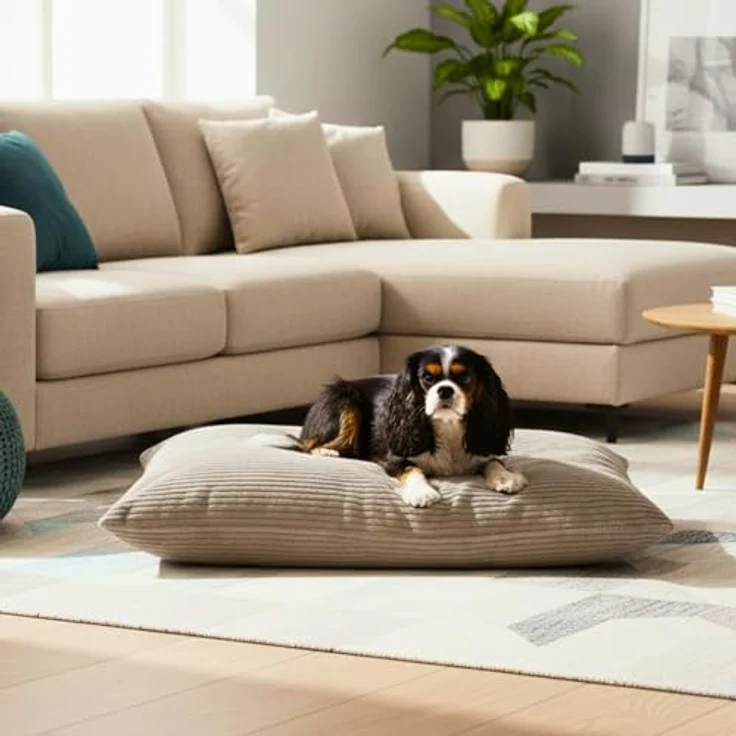 4L Textil Molly Hundebett, waschbares Hundekissen aus Cord, beidseitig nutzbar, für kleine und mittelgroße Hunde – Bild 4