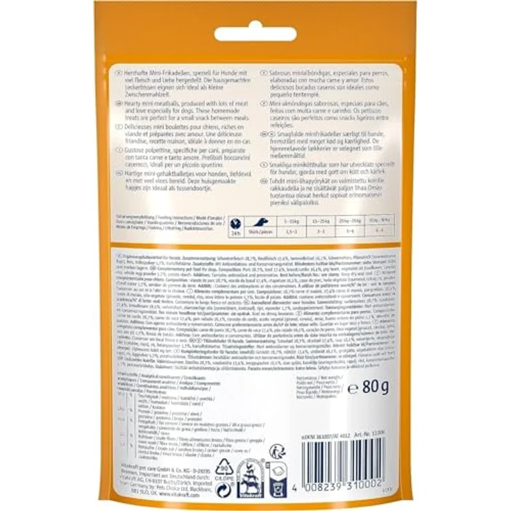 Vitakraft Meat Balls, Hundeleckerli, weiche Mini-Frikadellen ohne Zuckerzusatz, 80g im wiederverschließbaren Beutel – Bild 5