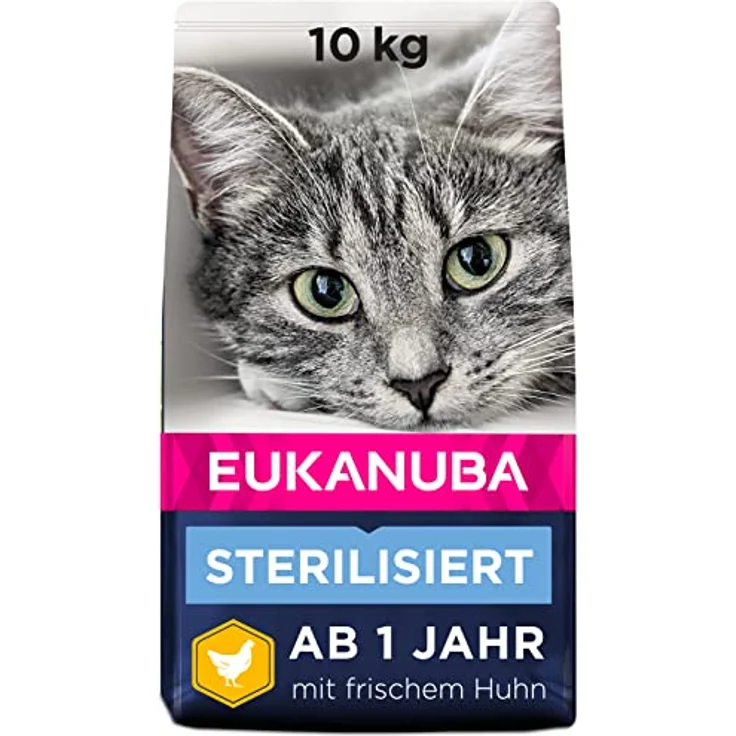Eukanuba Sterilised Katzenfutter, fettarmes Premium Trockenfutter für Gewichtserhalt bei sterilisierten Katzen, 10 kg – Bild 1