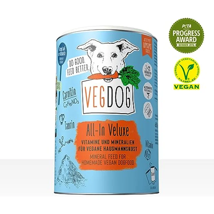 VEGDOG All-In Veluxe hypoallergenes Mineralpulver, 650 g zur Zubereitung pflanzlicher Hundenahrung, ideal für Allergiker – Bild 5