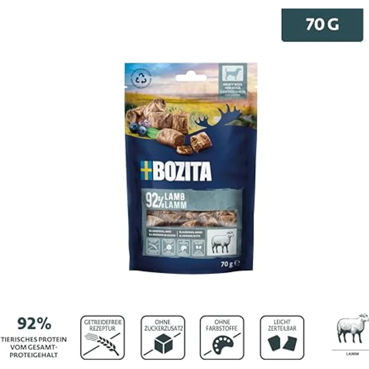 Bozita Meaty Bites Lamm, getreidefreier Hundesnack mit hohem Fleischanteil, 70 g – Bild 5
