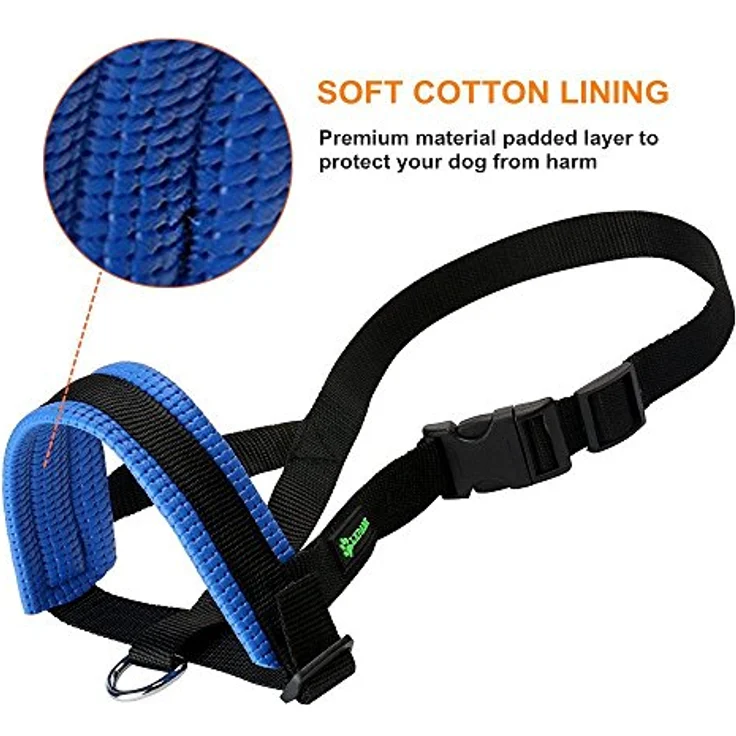 ILEPARK Maulkorb aus Nylon, anpassbare Schlinge für aggressive Hunde, XXL, Blau – Bild 5