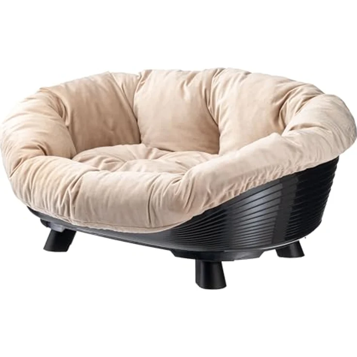 Ferplast Sofa' Throne Hundebett & Katzenbett, waschbar, atmungsaktiv & rutschfest, erhöhtes Design, 73 x 55 x h 32 cm, Schwarz – Bild 4