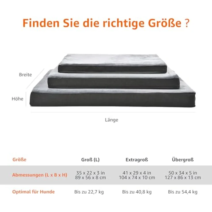 Amazon Basics Große Kühlgel-Matratze für Hunde, Memoryschaum mit abnehmbarem, waschbarem Bezug, grau, 89 x 56 x 8 cm – Bild 5