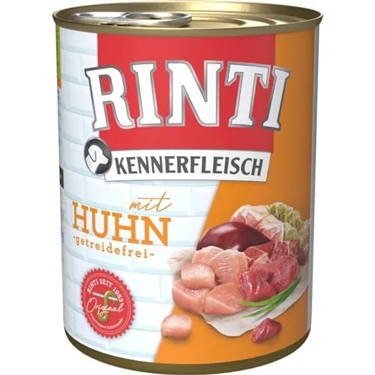 Rinti Kennerfleisch 800 g, Hunde-Nassfutter mit Huhn, getreidefrei und ballaststoffreich