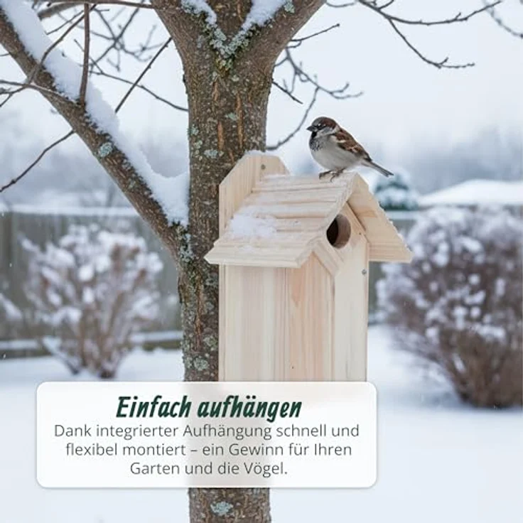 Relaxdays Nistkasten, Vogelhaus für Meisen & Spatzen, Reinigungsklappe, unbehandeltes Holz, HxBxT: 25 x 15,5 x 15 cm – Bild 3