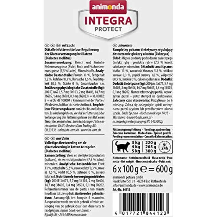 animonda INTEGRA PROTECT Diabetes, Katzen-Nassfutter mit Lachs, 6x100g – Bild 4