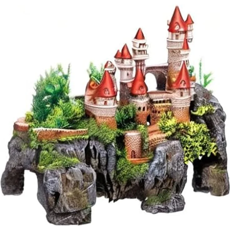 Nobby Aqua Ornaments SCHLOSS, Detailgetreue Aquarium Dekoration aus ungiftigem Polyresin mit integrierten Pflanzen – Bild 5