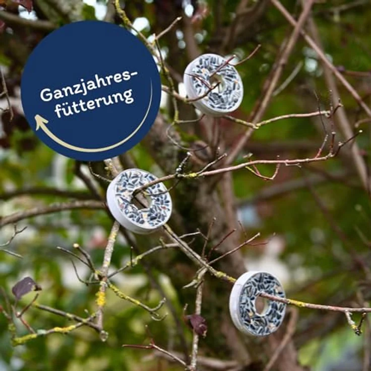 Lyra Pet® Meisenringe, 10 x 3 STK. mit Nährstoffreichen Saaten & Getreiden, Fettreiches Vogelfutter für Wildvögel, ganzjähriger Energielieferant für Balkon & Terrasse – Bild 3
