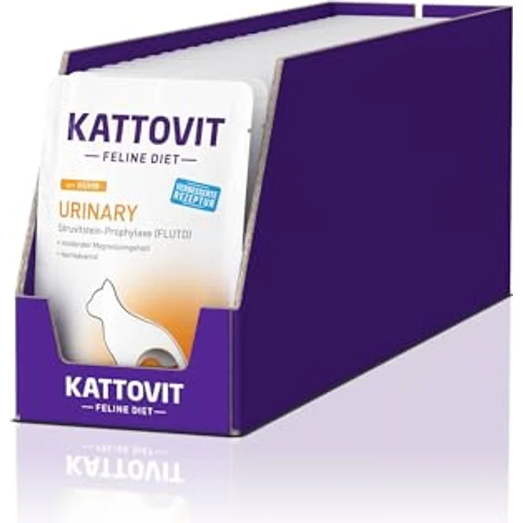 KATTOVIT Urinary Nassfutter für Katzen, Diätfutter mit Huhn im Frischebeutel, 24 x 85 g, zur Unterstützung bei Harnwegserkrankungen – Bild 1
