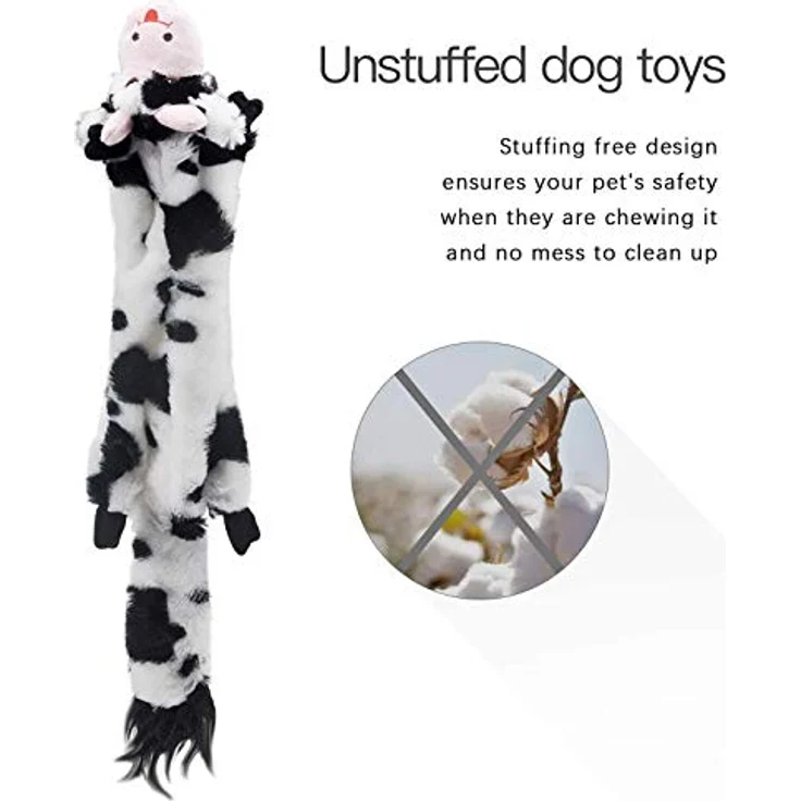 SHARLOVY Dog Quietschspielzeug 5er-Pack, ungefülltes Crinkle Hundespielzeug mit Quietschern für große und mittelgroße Hunde, Eichhörnchen, Leopard, Fuchs, Wolf, Tiger – Bild 5