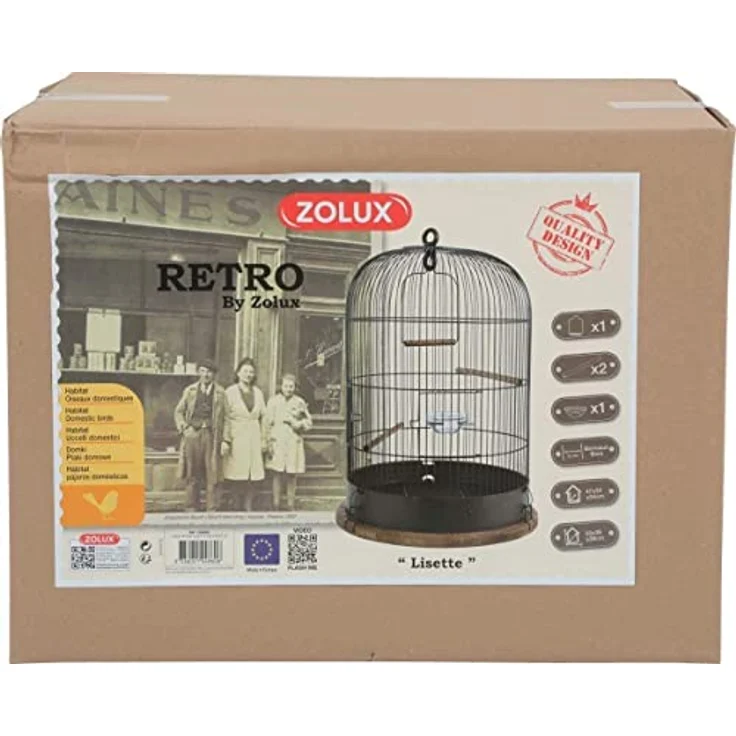 Zolux Lisette Retro Vogelkäfig, Metall, 38 x 38 x 55 cm – Bild 3