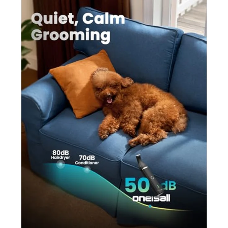 oneisall Hundeschermaschine, Leise Pfotentrimmer für Hunde und Katzen, schnurlos und vibrationsarm, Schwarz – Bild 5