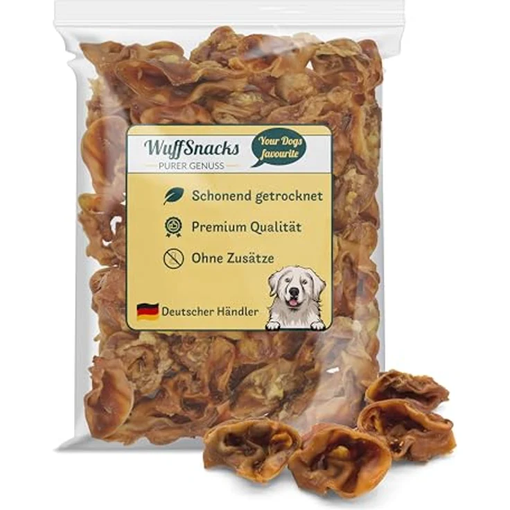 WuffSnacks Schweineohrmuscheln für Hunde, getrocknet, 10 kg, 100% Schwein, natürlicher Kauartikel zur Zahnpflege, geeignet für empfindliche Hunde – Bild 1