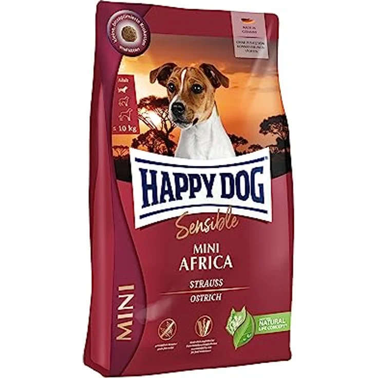 Happy Dog Sensible Mini Africa, getreidefreies Hunde-Trockenfutter mit kleinen, bissoptimierten Kroketten, 800 g – Bild 1