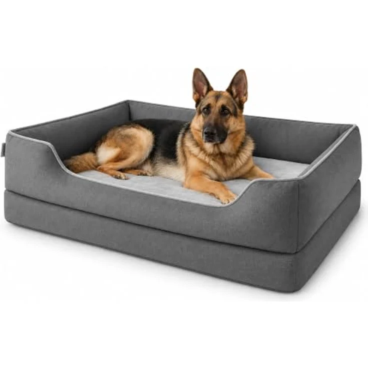 Zedelmaier orthopädisches Hundebett XL 109×74cm, dunkelgrau, mit extra dicker Schaumstoffmatratze und wasserdichter Schutzschicht – Bild 1