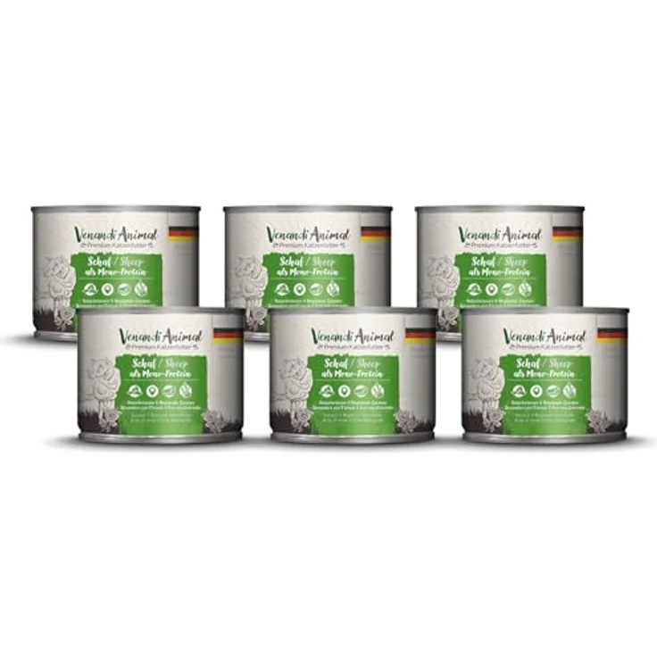 Venandi Animal Premium Katzenfutter Schaf Monoprotein Nassfutter, getreidefrei, naturbelassen, 6er Pack (6 x 200g) – Bild 1
