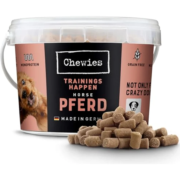 Chewies Monoprotein Trainingshappen für Hunde, getreidefreier Snack mit Pferdefleisch, 300 g, hochverdaulich und ohne Zusatzstoffe – Bild 1