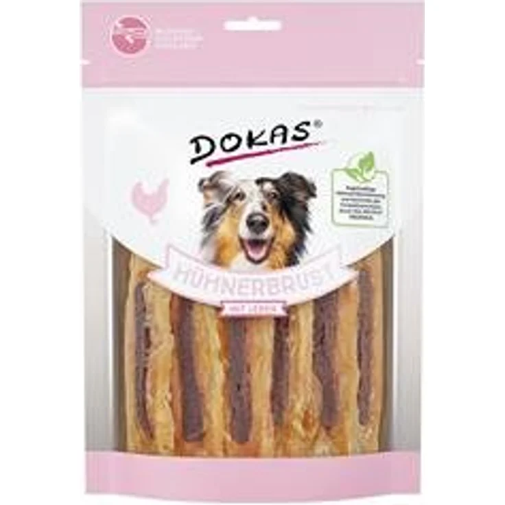 Dokas Dog Hühnerbrust mit Leber, Hundesnack für Hunde, 8 x 220g, 69% Hähnchenbrustfilet, 25% Hühnerleber – Bild 1