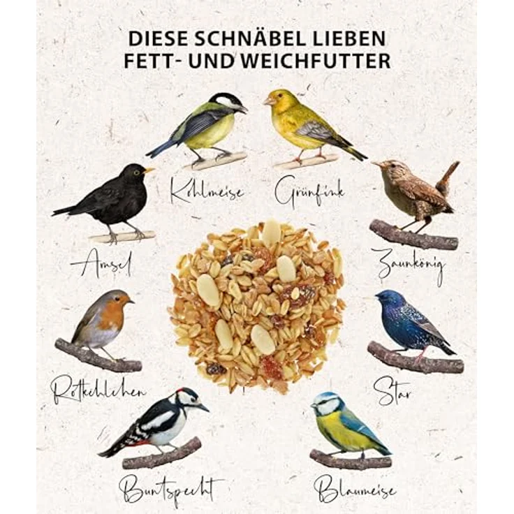 Dehner Natura Premium Wildvogelfutter, 5 kg Ganzjahresfutter für Wildvögel, artgerecht und energiereich, mit Erdnüssen und Pflanzenöl – Bild 4