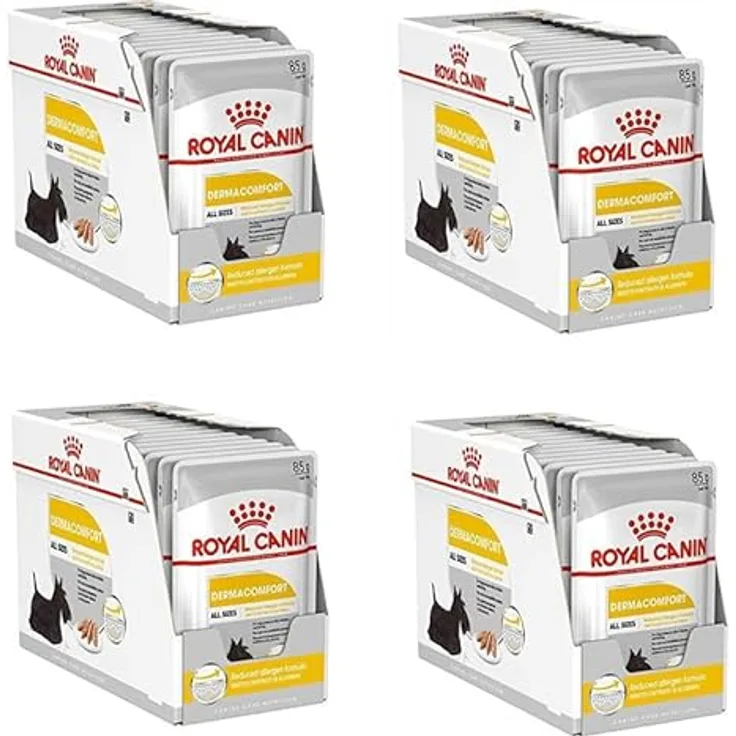 ROYAL CANIN DERMACOMFORT Nassfutter für Hunde, Unterstützung für empfindliche Haut, 12x85g