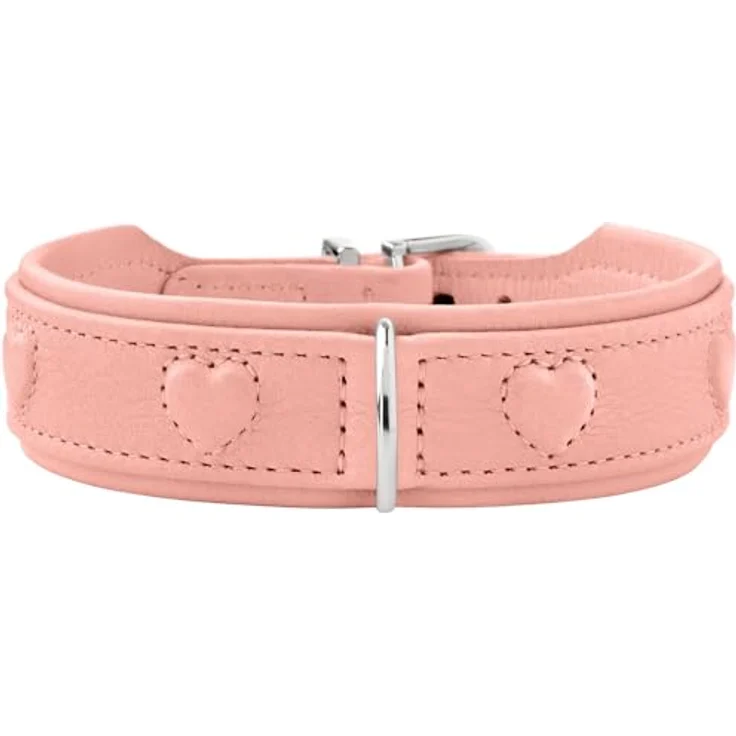 HUNTER Hundehalsband SOHO X Love, hellrosa, aus Rindsleder, gepolstert und fellschonend, für kleinere Hunde und Welpen, Größe 37, Made in Germany – Bild 1