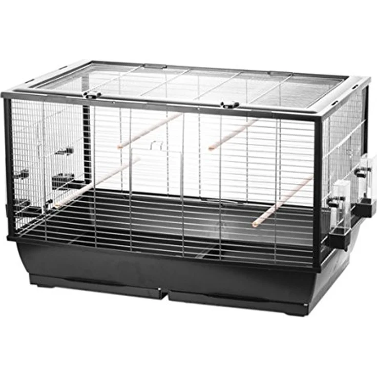 Ollesch Vogelkäfig Wellensittich Kanarien, mit Freiflug nach oben, inkl. Sitzstangen & 4 Außen-Näpfen, leicht zu reinigen – Bild 1