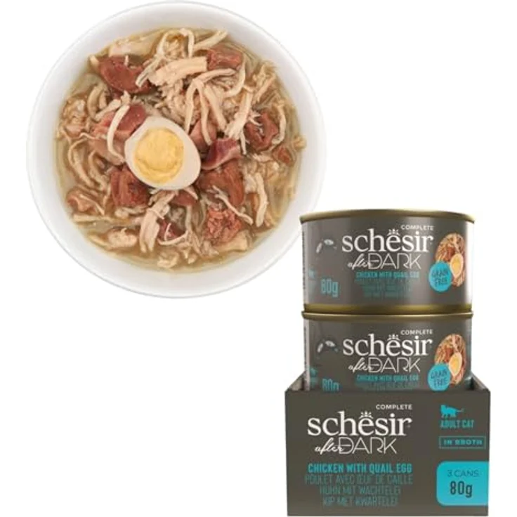 Schesir After Dark, Variety Pack, komplettes Katzen-Nassfutter, 12 Dosen x 80 g, proteinreich mit Huhn und Ente, reich an Flüssigkeit – Bild 4