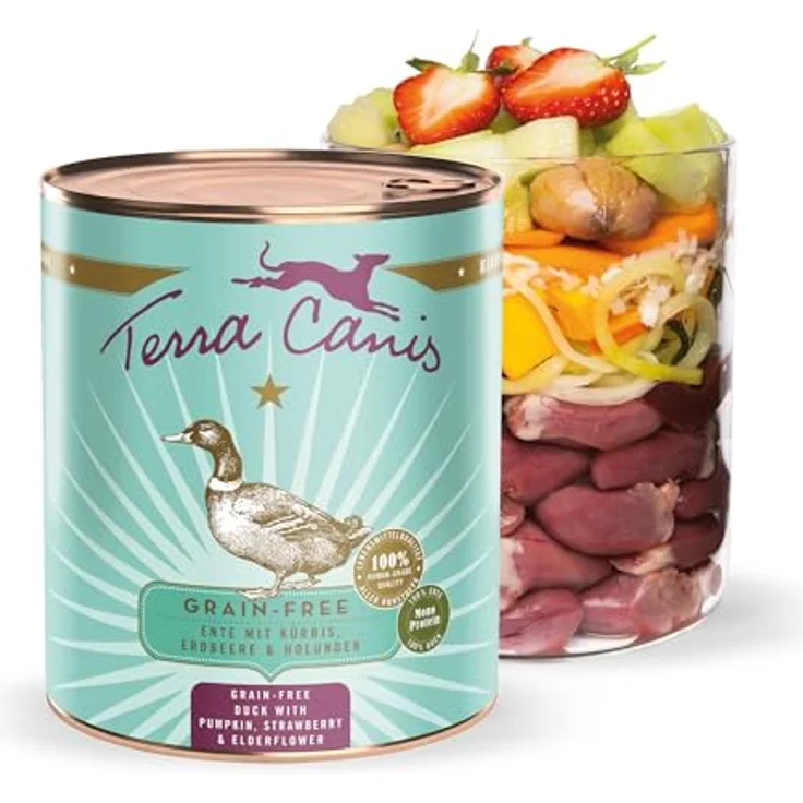Terra Canis Ente, Kürbis & Erdbeere, Getreidefreies Nassfutter, 800g, Premium Hundefutter in 100% Lebensmittelqualität, allergenarm & glutenfrei – Bild 1