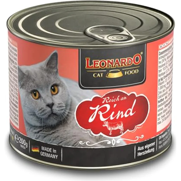 LEONARDO Nassfutter Rind, getreidefreies Feuchtfutter für Katzen, 6x200g, Alleinfutter aus der Dose – Bild 2
