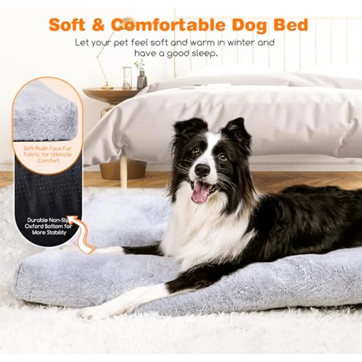 Nobleza Hundebett XL, Waschbar, Super Weiches Plüsch, Rutschfester Boden, Anti-Angst, 110x73x10 cm – Bild 3