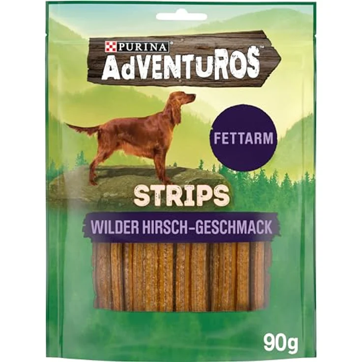 Purina AdVENTuROS Strips, fettarme Hundeleckerli mit Hirschgeschmack, 3x90g, mit Vitaminen für alle Lebensphasen – Bild 1