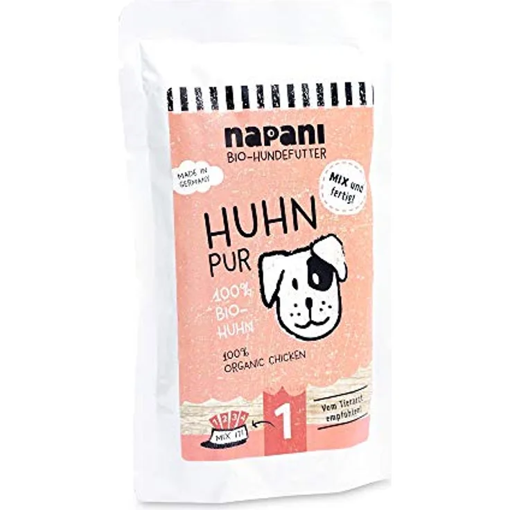 napani Bio Hundefutter 100% Bio Huhn, Premium Nassfutter, glutenfrei, getreidefrei, ohne Zusätze, 150g