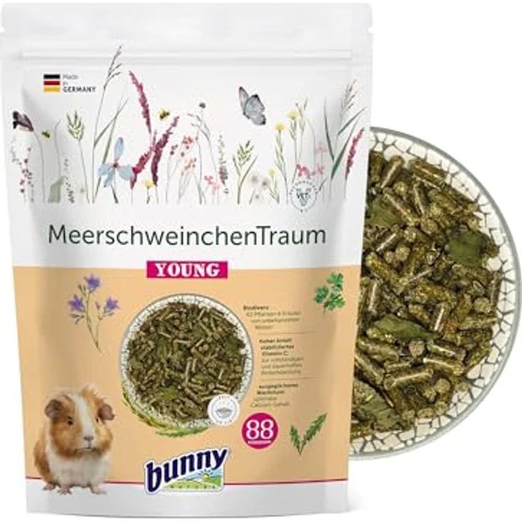 Bunny MeerschweinchenTraum young, Kleintierfutter mit TriMello Pellets, 1,5 kg, frei von genmanipulierten Inhaltsstoffen – Bild 1
