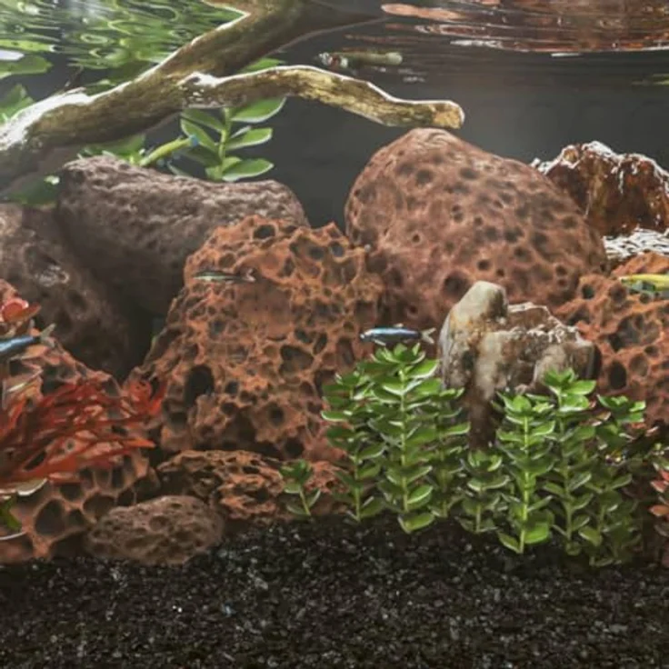 vidaXL Aquariendeko Lavagranulat, 25 kg rotes Vulkangestein, 10-30 cm für Süß- und Salzwasser-Aquarien – Bild 2